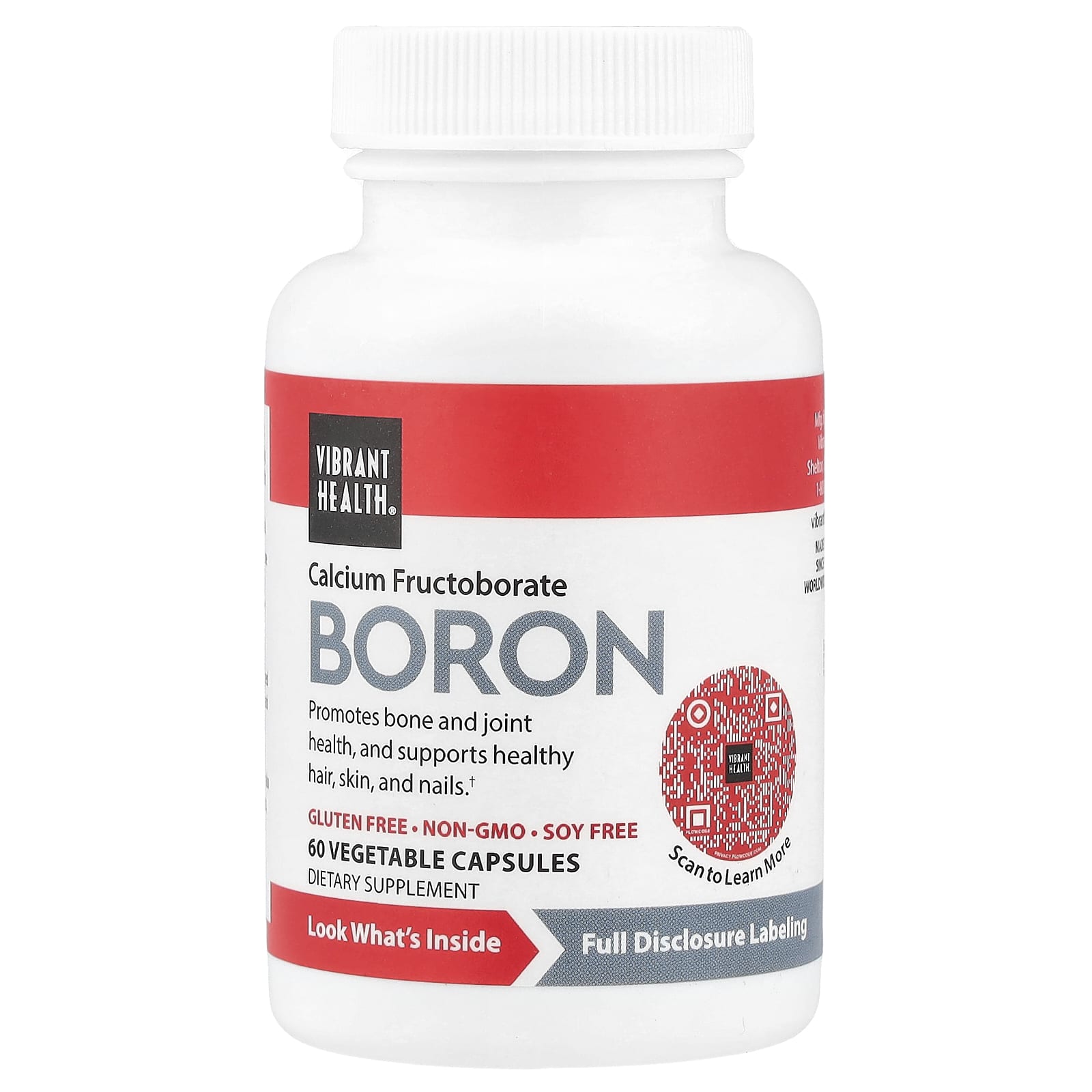 Vibrant Health, Super Natural Boron, 60 Vegetable Capsules UPC 074306800367 | HiLife Vitamins